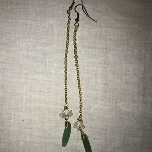 Handmade jade and crystal drop earrings